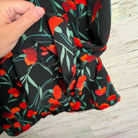 Karl lagerfeld blouse black red floral size 4 - Picture 4 of 10